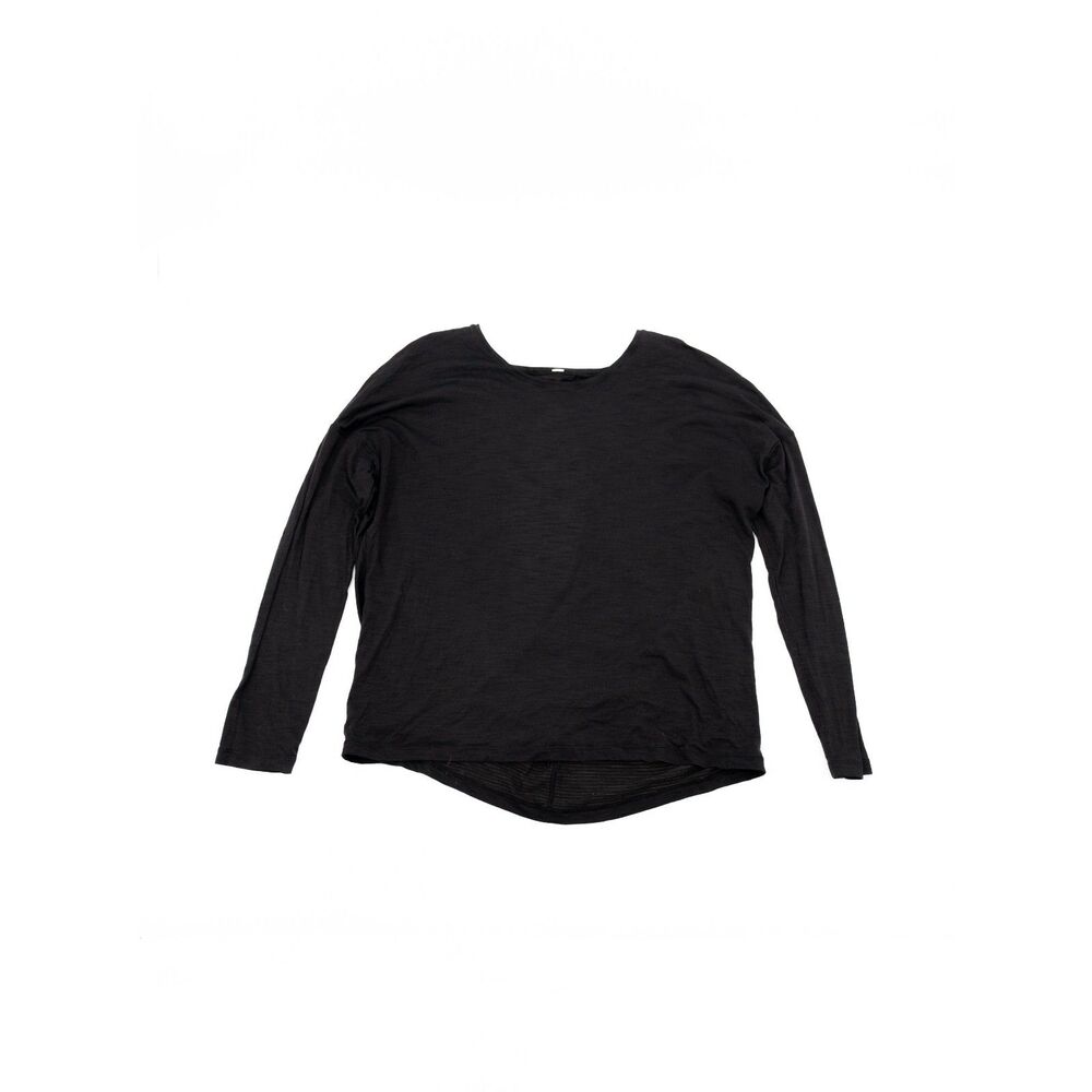 Lululemon Womens Small Top Long Sleeve Open Back Twist Black Lightweight Top